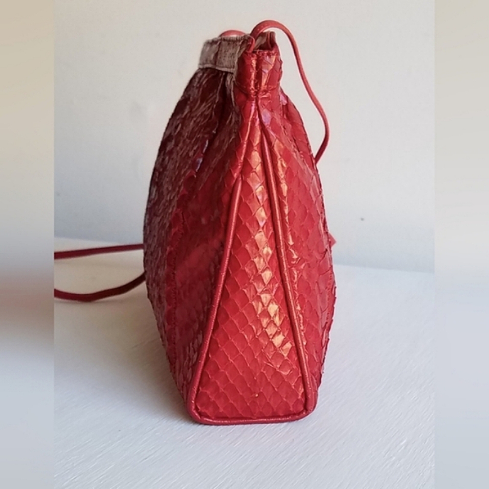 Vintage Palizzio Genuine Leather & Snakeskin Crossbody Hand Bag ⭐️⭐️ - Picture 13 of 16